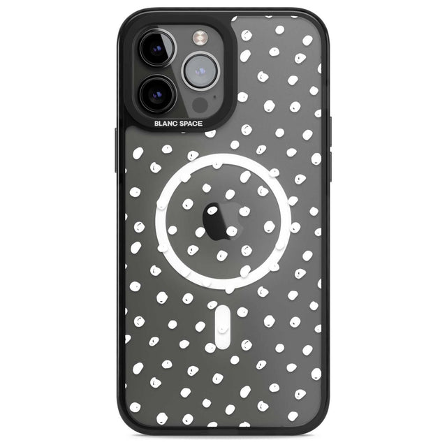 Messy White Dot Pattern Phone Case iPhone 13 Pro Max / Magsafe Black Impact Case Blanc Space