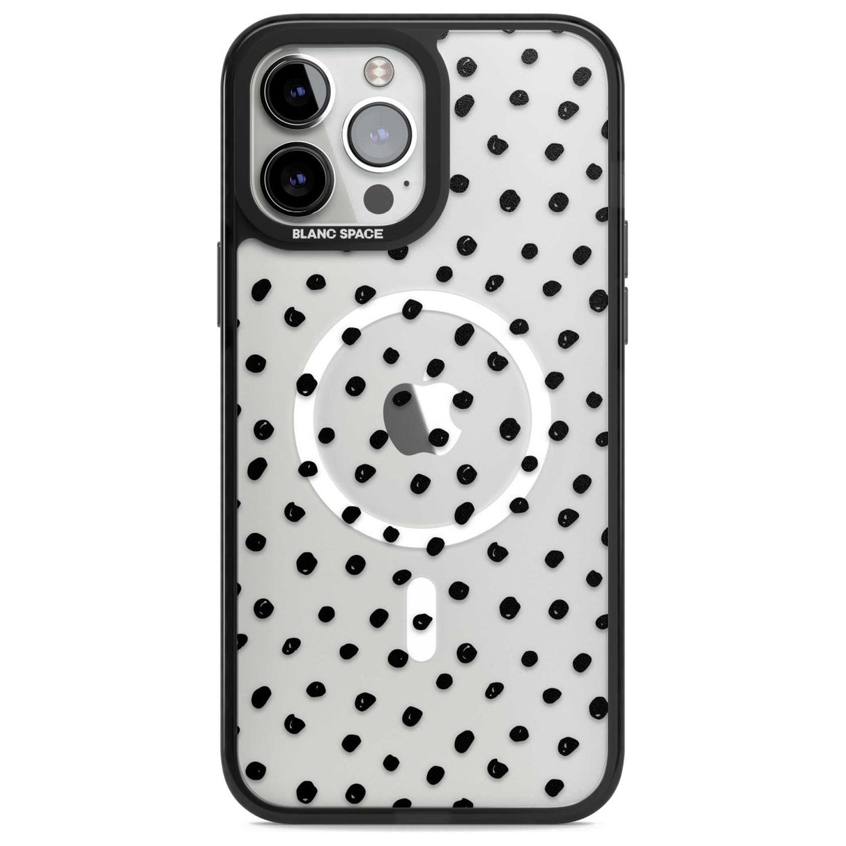 Messy Black Dot Pattern Phone Case iPhone 13 Pro Max / Magsafe Black Impact Case Blanc Space