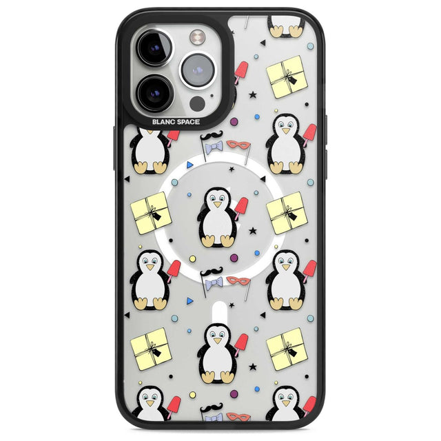 Cute Penguin Pattern Clear Phone Case iPhone 13 Pro Max / Magsafe Black Impact Case Blanc Space