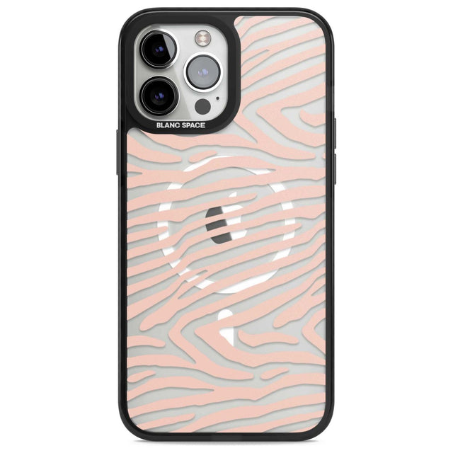 Horizontal Zebra Stripes Transparent Animal Print Phone Case iPhone 13 Pro Max / Magsafe Black Impact Case Blanc Space