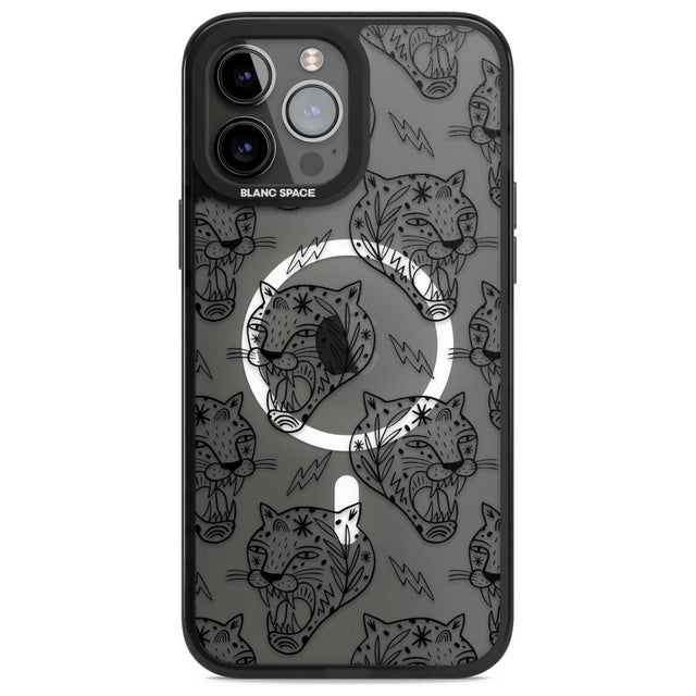 Black Tiger Roar Pattern Phone Case iPhone 13 Pro Max / Magsafe Black Impact Case Blanc Space