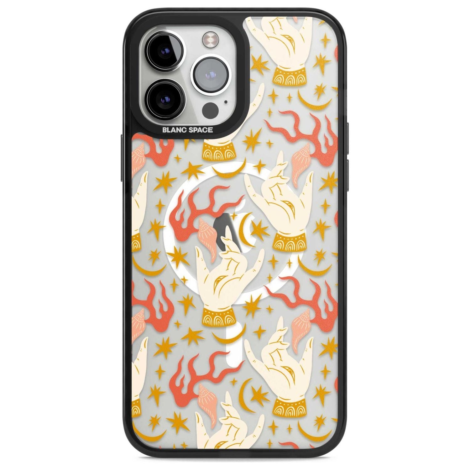 Hand Watcher Pattern Phone Case iPhone 13 Pro Max / Magsafe Black Impact Case Blanc Space