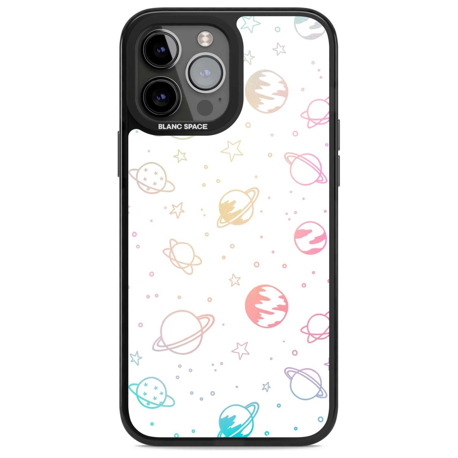 Cosmic Outer Space Design Pastels on White Phone Case iPhone 13 Pro Max / Magsafe Black Impact Case Blanc Space