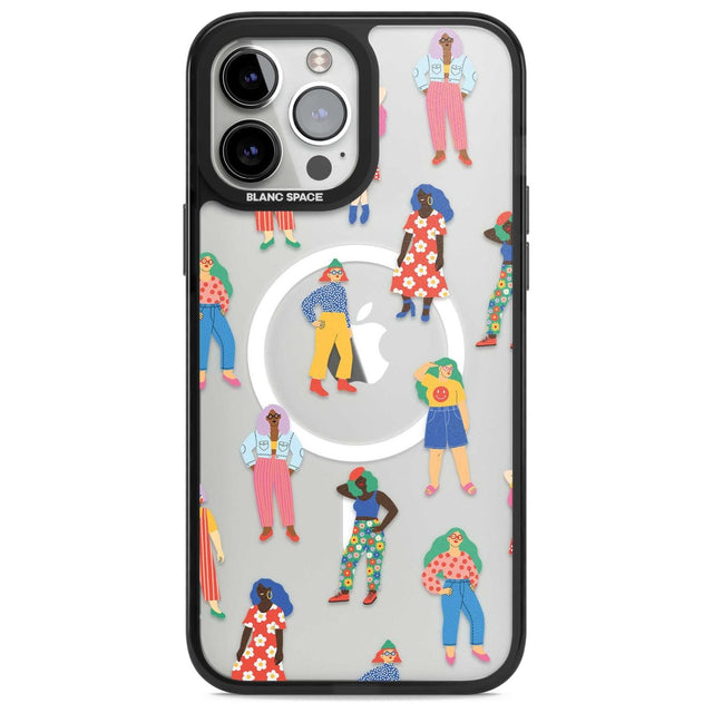 Girls Pattern Phone Case iPhone 13 Pro Max / Magsafe Black Impact Case Blanc Space