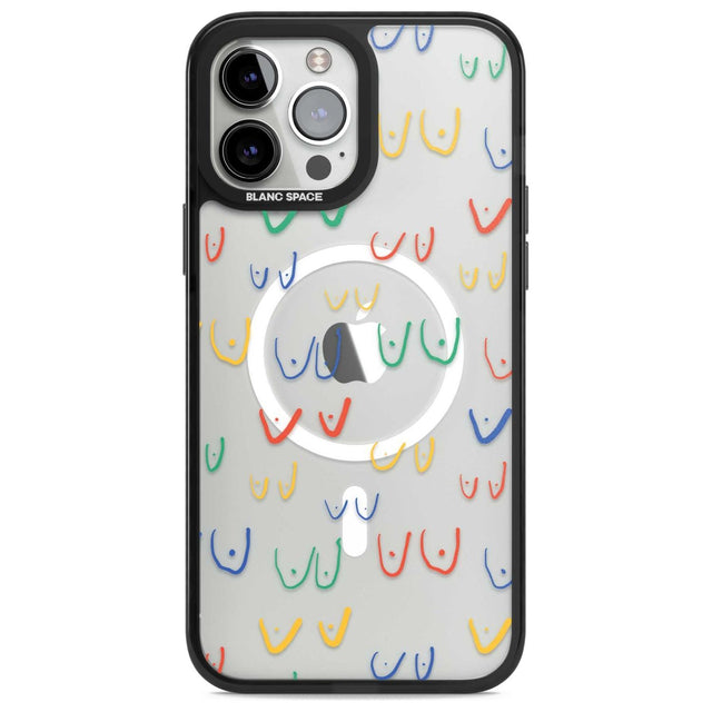 Free the boob (Mixed Colours) Phone Case iPhone 13 Pro Max / Magsafe Black Impact Case Blanc Space