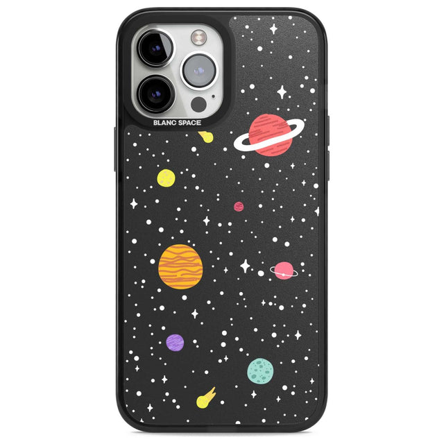 Cute Cartoon Planets Phone Case iPhone 13 Pro Max / Magsafe Black Impact Case Blanc Space