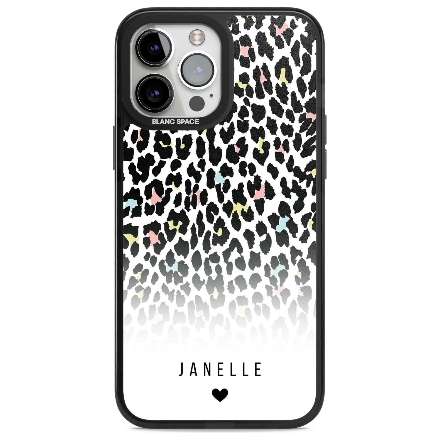 Personalised Pastel Leopard Spots Custom Phone Case iPhone 13 Pro Max / Magsafe Black Impact Case Blanc Space