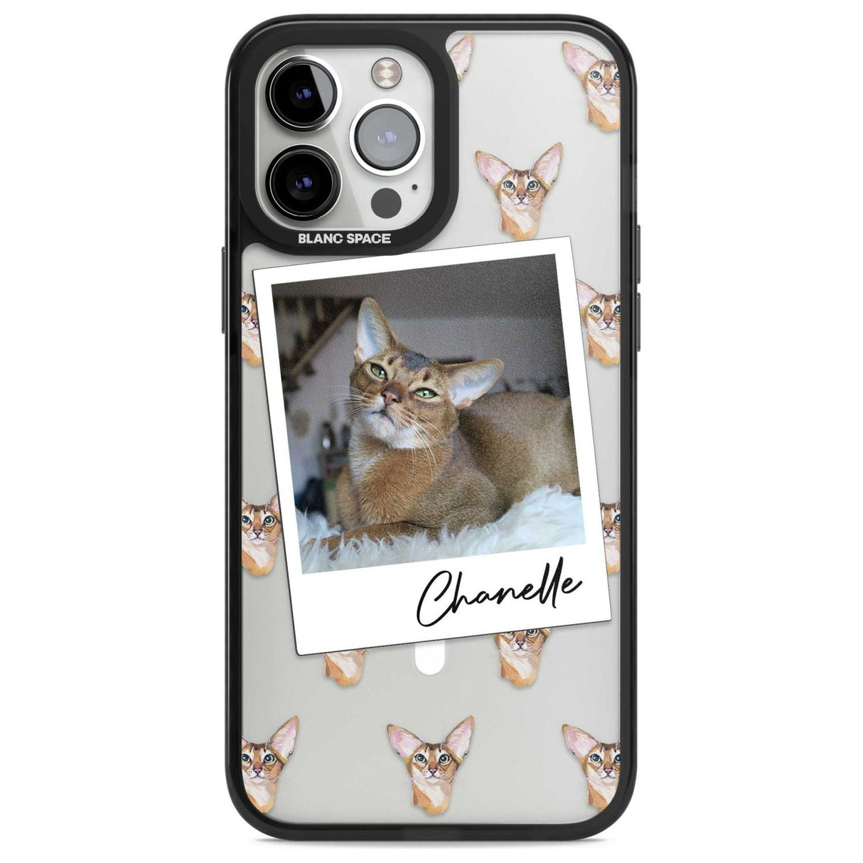Personalised Abyssinian Cat Photo Custom Phone Case iPhone 13 Pro Max / Magsafe Black Impact Case Blanc Space