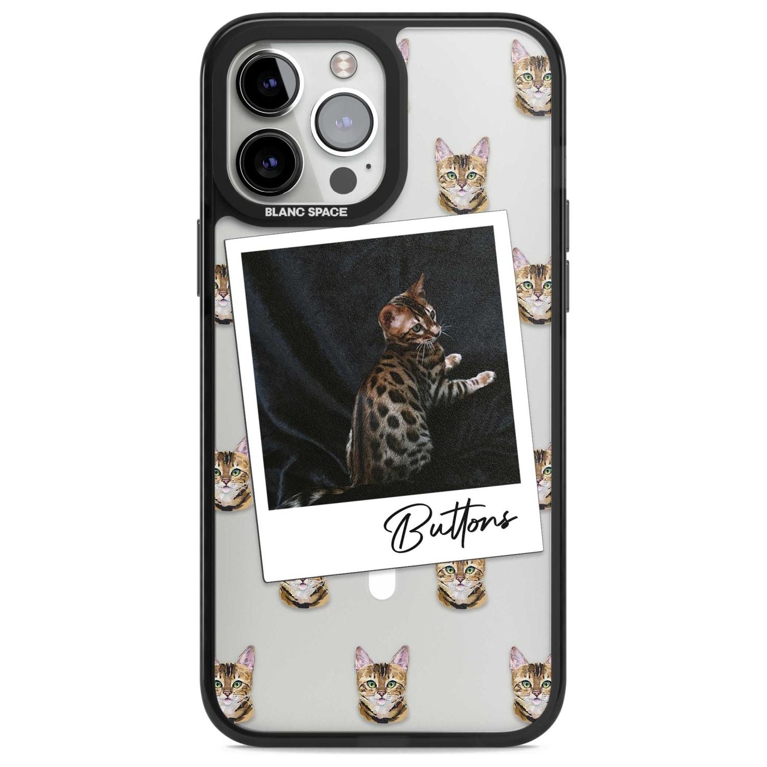 Personalised Bengal Cat Photo Custom Phone Case iPhone 13 Pro Max / Magsafe Black Impact Case Blanc Space