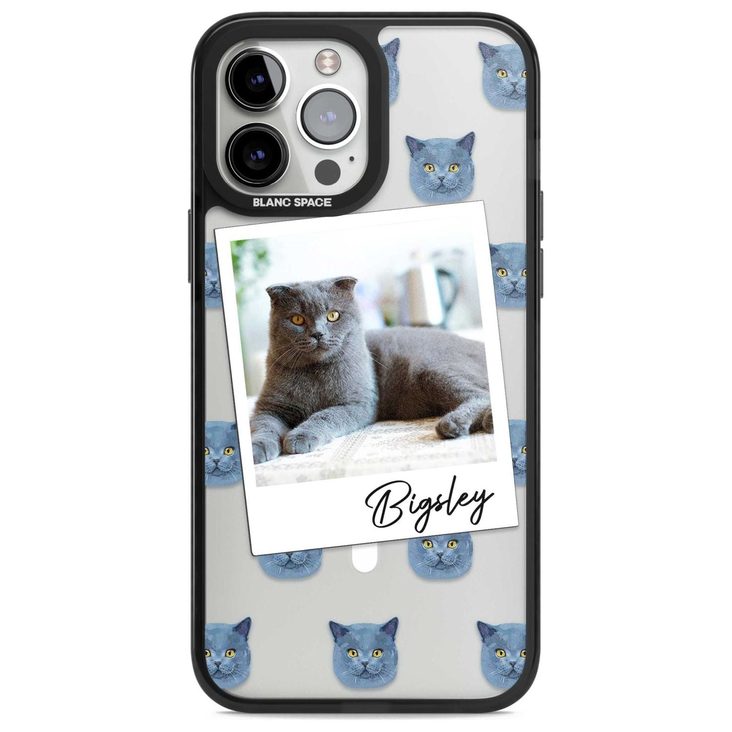 Personalised English Blue Cat Photo Custom Phone Case iPhone 13 Pro Max / Magsafe Black Impact Case Blanc Space