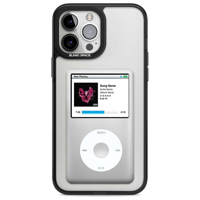 Personalised Classic iPod Custom Phone Case iPhone 13 Pro Max / Magsafe Black Impact Case Blanc Space