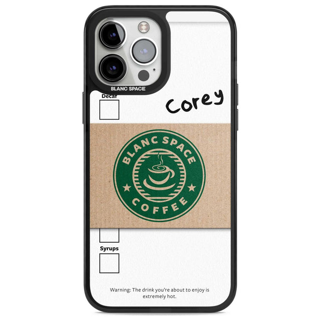 Personalised Coffee Cup Custom Phone Case iPhone 13 Pro Max / Magsafe Black Impact Case Blanc Space