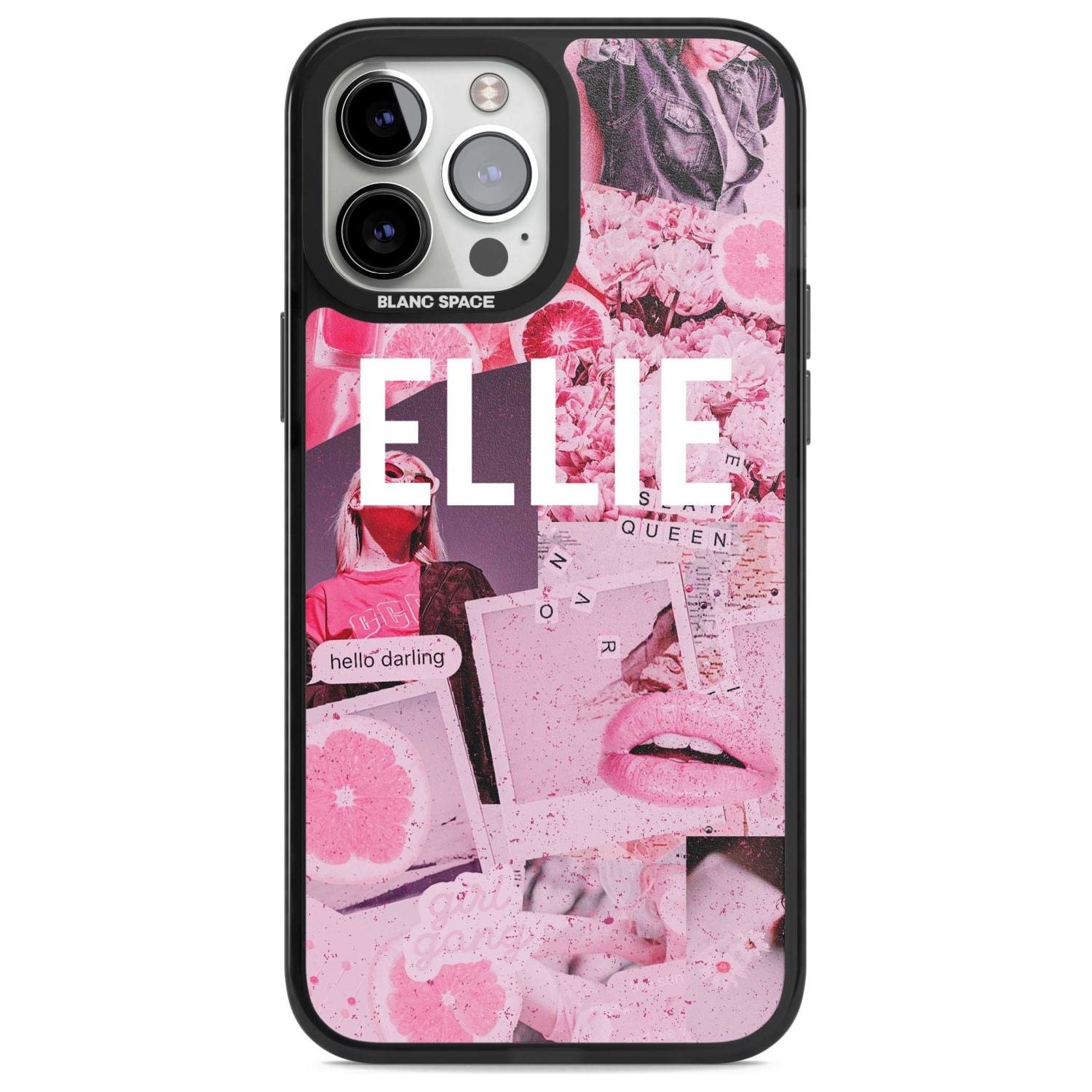 Personalised Sweet Pink Fashion Collage Custom Phone Case iPhone 13 Pro Max / Magsafe Black Impact Case Blanc Space
