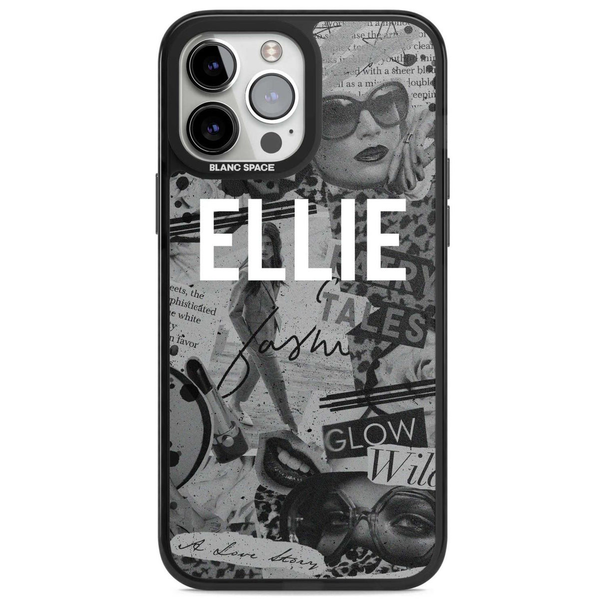 Personalised Grey Scale Fashion Collage Custom Phone Case iPhone 13 Pro Max / Magsafe Black Impact Case Blanc Space