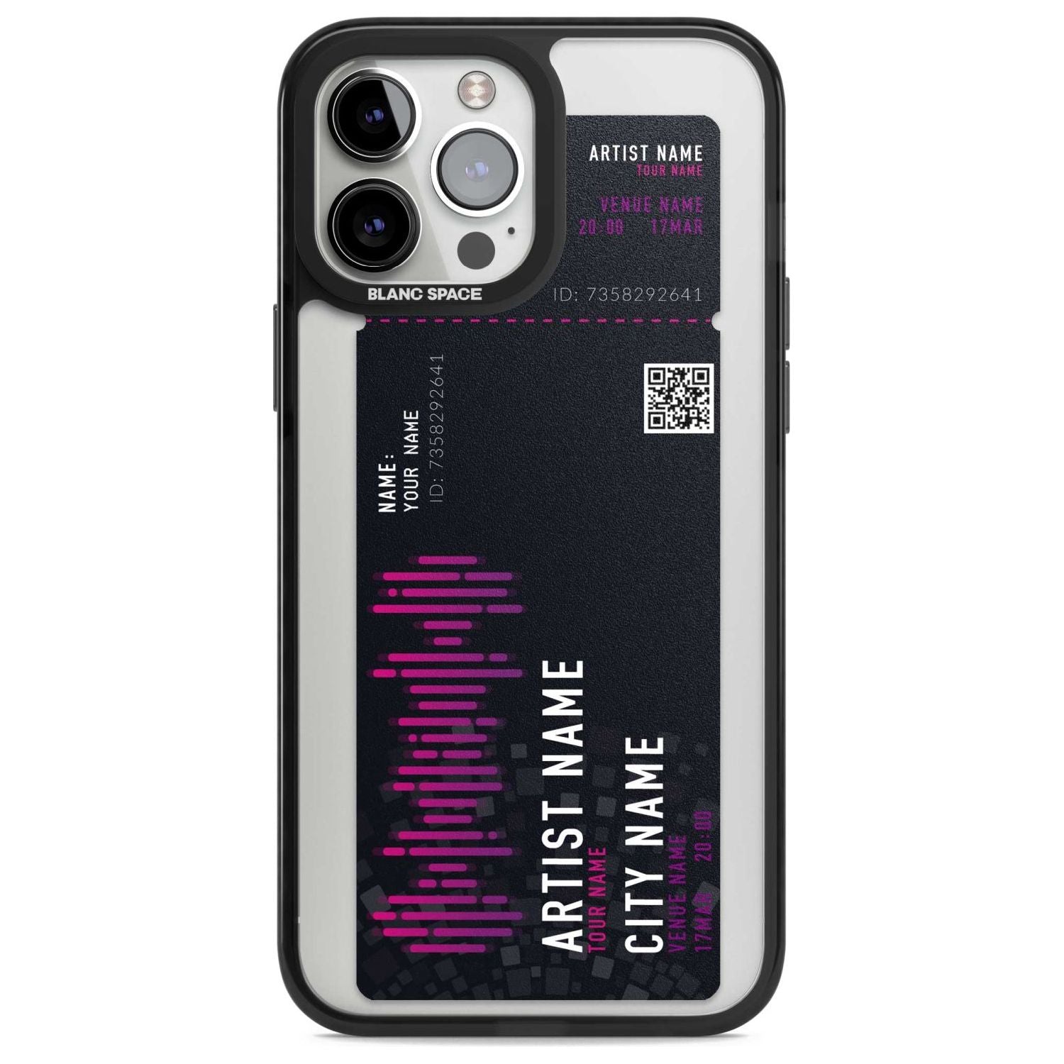 Personalised Concert Ticket Custom Phone Case iPhone 13 Pro Max / Magsafe Black Impact Case Blanc Space