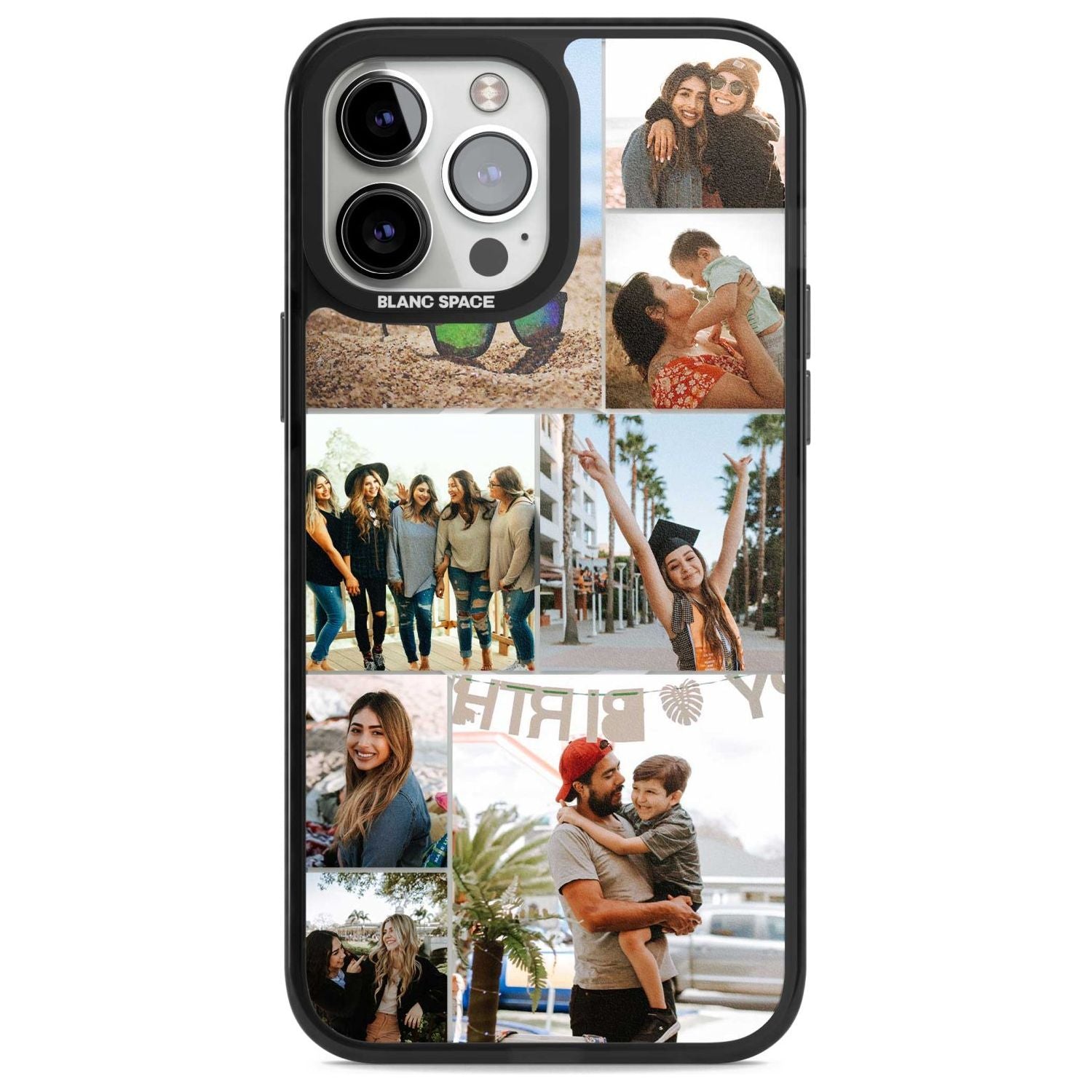 Personalised Photo Grid Custom Phone Case iPhone 13 Pro Max / Magsafe Black Impact Case Blanc Space