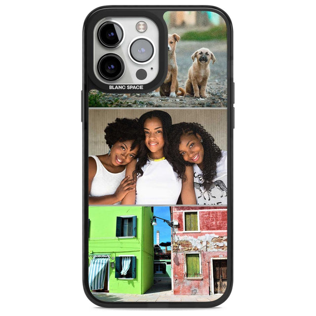 Personalised 3 Photo Grid Custom Phone Case iPhone 13 Pro Max / Magsafe Black Impact Case Blanc Space