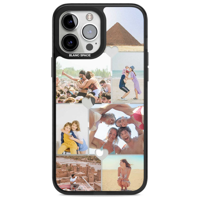 Personalised Heart Photo Grid Custom Phone Case iPhone 13 Pro Max / Magsafe Black Impact Case Blanc Space