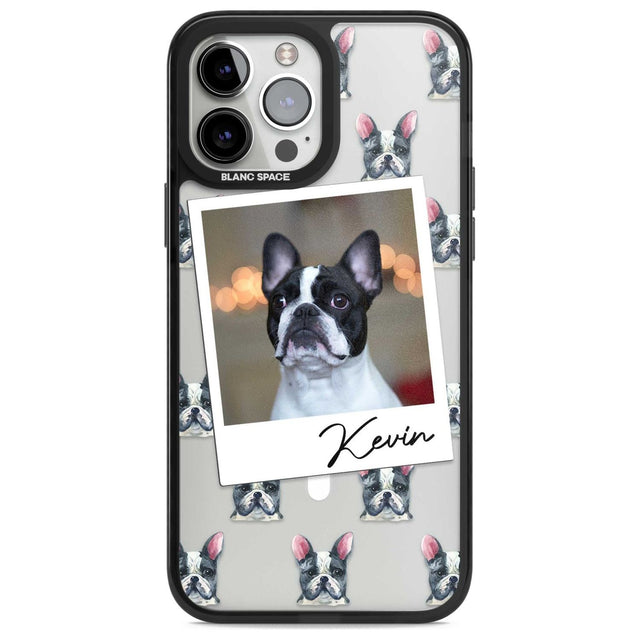 Personalised French Bulldog, Black & White - Dog Photo Custom Phone Case iPhone 13 Pro Max / Magsafe Black Impact Case Blanc Space