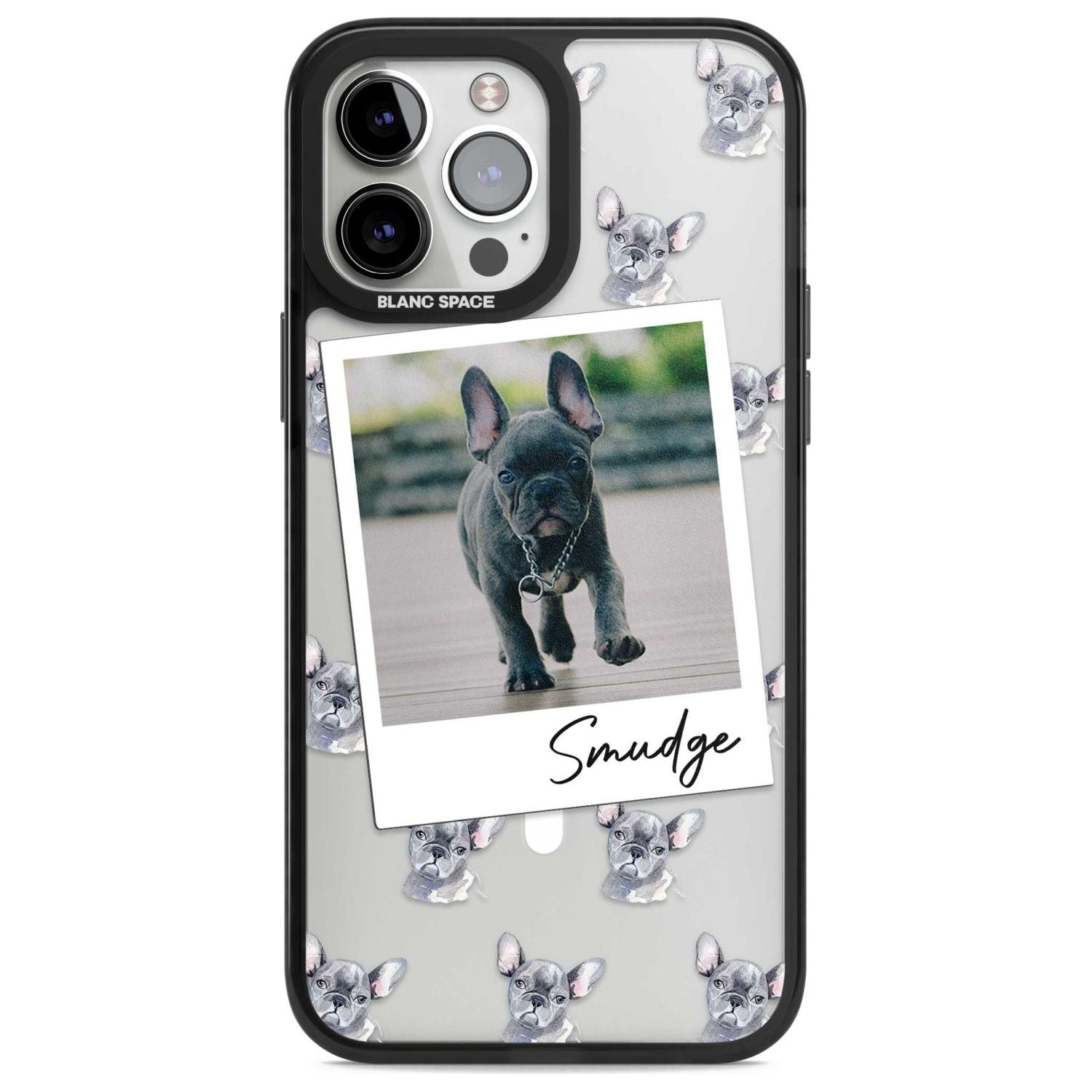 Personalised French Bulldog, Grey - Dog Photo Custom Phone Case iPhone 13 Pro Max / Magsafe Black Impact Case Blanc Space