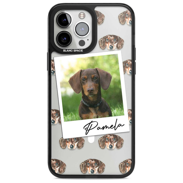 Personalised Dachshund, Brown - Dog Photo Custom Phone Case iPhone 13 Pro Max / Magsafe Black Impact Case Blanc Space