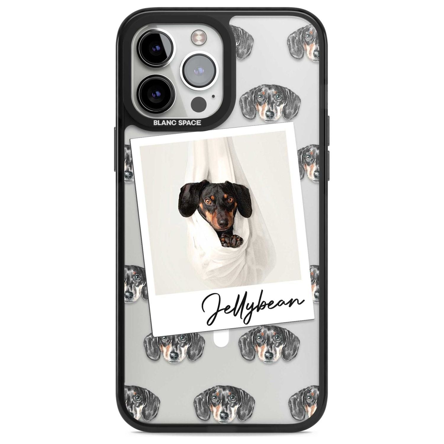 Personalised Dachshund, Black- Dog Photo Custom Phone Case iPhone 13 Pro Max / Magsafe Black Impact Case Blanc Space