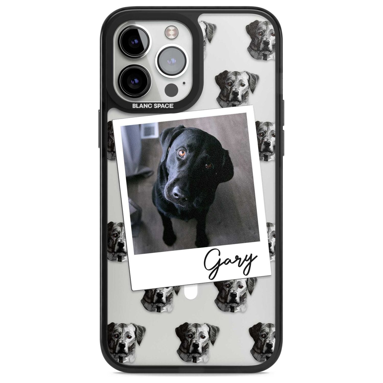 Personalised Labrador, Black - Dog Photo Custom Phone Case iPhone 13 Pro Max / Magsafe Black Impact Case Blanc Space