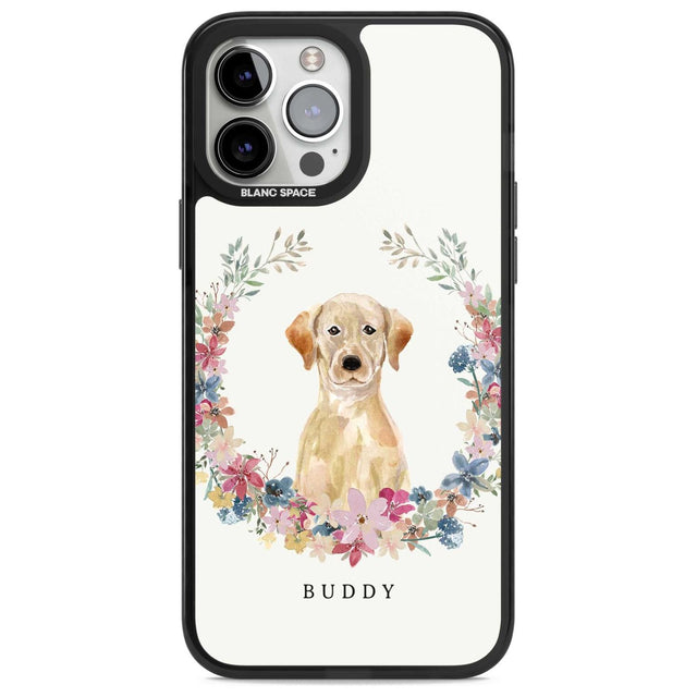 Personalised Yellow Labrador Retriever Dog Portrait Custom Phone Case iPhone 13 Pro Max / Magsafe Black Impact Case Blanc Space