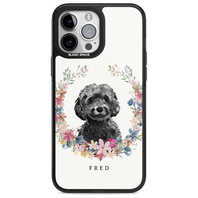 Personalised Black Cockapoo - Watercolour Dog Portrait Custom Phone Case iPhone 13 Pro Max / Magsafe Black Impact Case Blanc Space