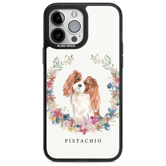 Personalised Cavalier King Charles Portrait Spaniel Custom Phone Case iPhone 13 Pro Max / Magsafe Black Impact Case Blanc Space