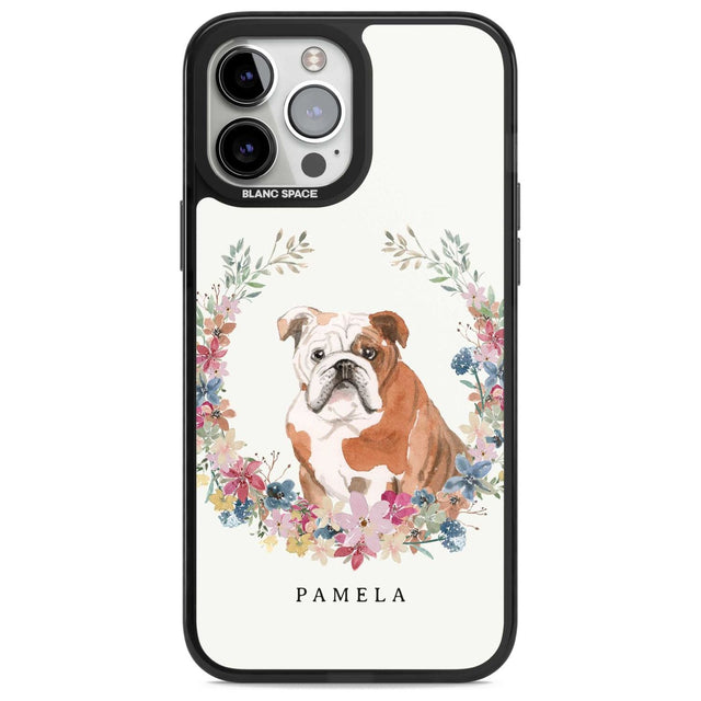 Personalised English Bulldog - Watercolour Dog Portrait Custom Phone Case iPhone 13 Pro Max / Magsafe Black Impact Case Blanc Space