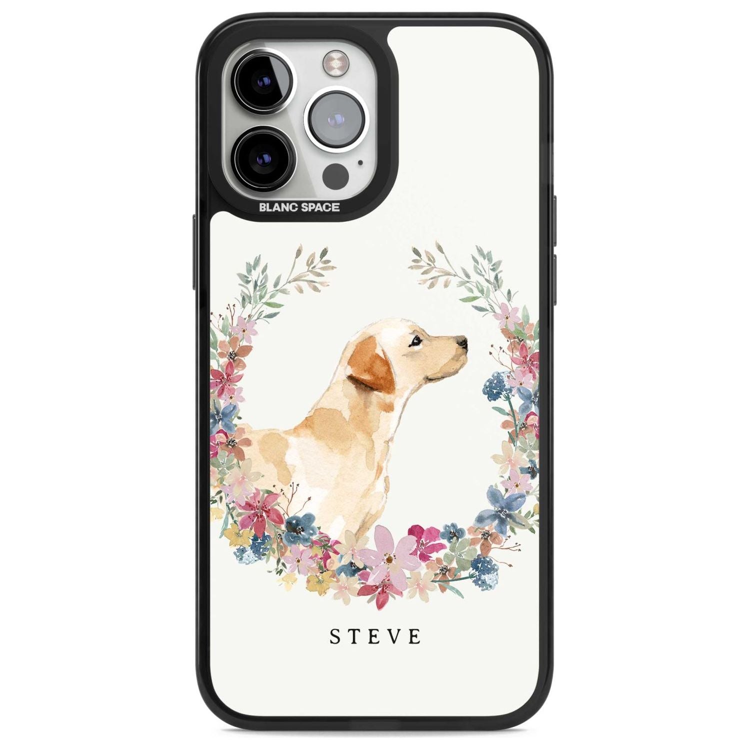 Personalised Yellow Labrador - Watercolour Dog Portrait Custom Phone Case iPhone 13 Pro Max / Magsafe Black Impact Case Blanc Space