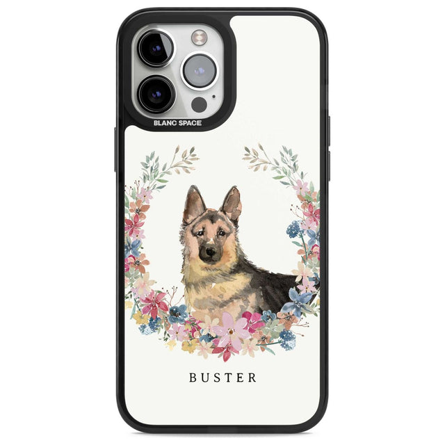 Personalised German Shepherd - Watercolour Dog Portrait Custom Phone Case iPhone 13 Pro Max / Magsafe Black Impact Case Blanc Space