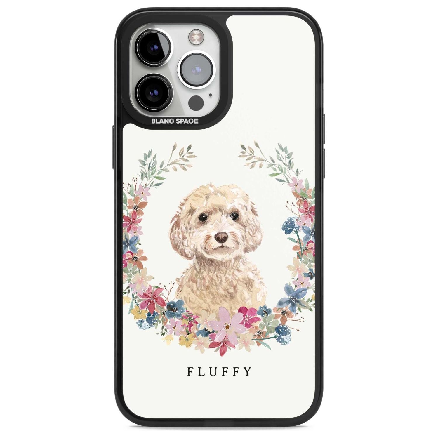 Personalised Champagne Cockapoo - Watercolour Dog Portrait Custom Phone Case iPhone 13 Pro Max / Magsafe Black Impact Case Blanc Space