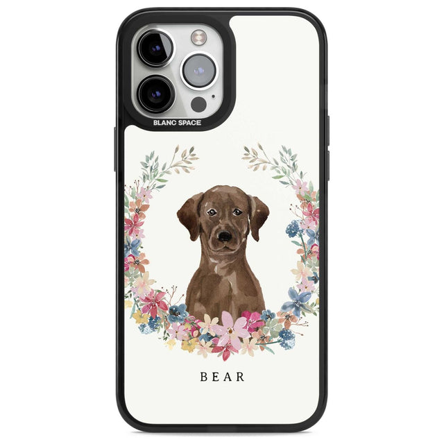 Personalised Chocolate Lab - Watercolour Dog Portrait Custom Phone Case iPhone 13 Pro Max / Magsafe Black Impact Case Blanc Space