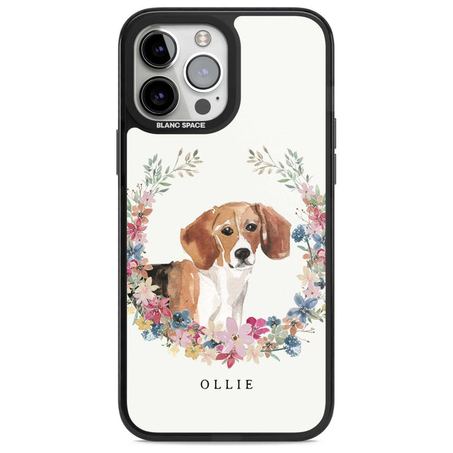 Personalised Beagle - Watercolour Dog Portrait Custom Phone Case iPhone 13 Pro Max / Magsafe Black Impact Case Blanc Space