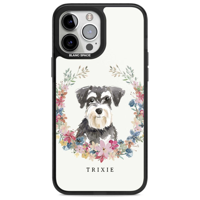 Personalised Miniature Schnauzer - Watercolour Dog Portrait Custom Phone Case iPhone 13 Pro Max / Magsafe Black Impact Case Blanc Space