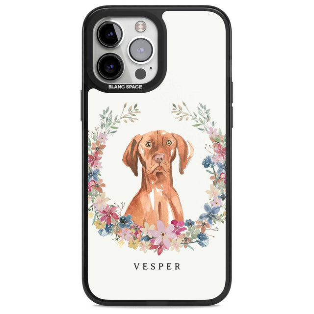 Personalised Hungarian Vizsla - Watercolour Dog Portrait Custom Phone Case iPhone 13 Pro Max / Magsafe Black Impact Case Blanc Space