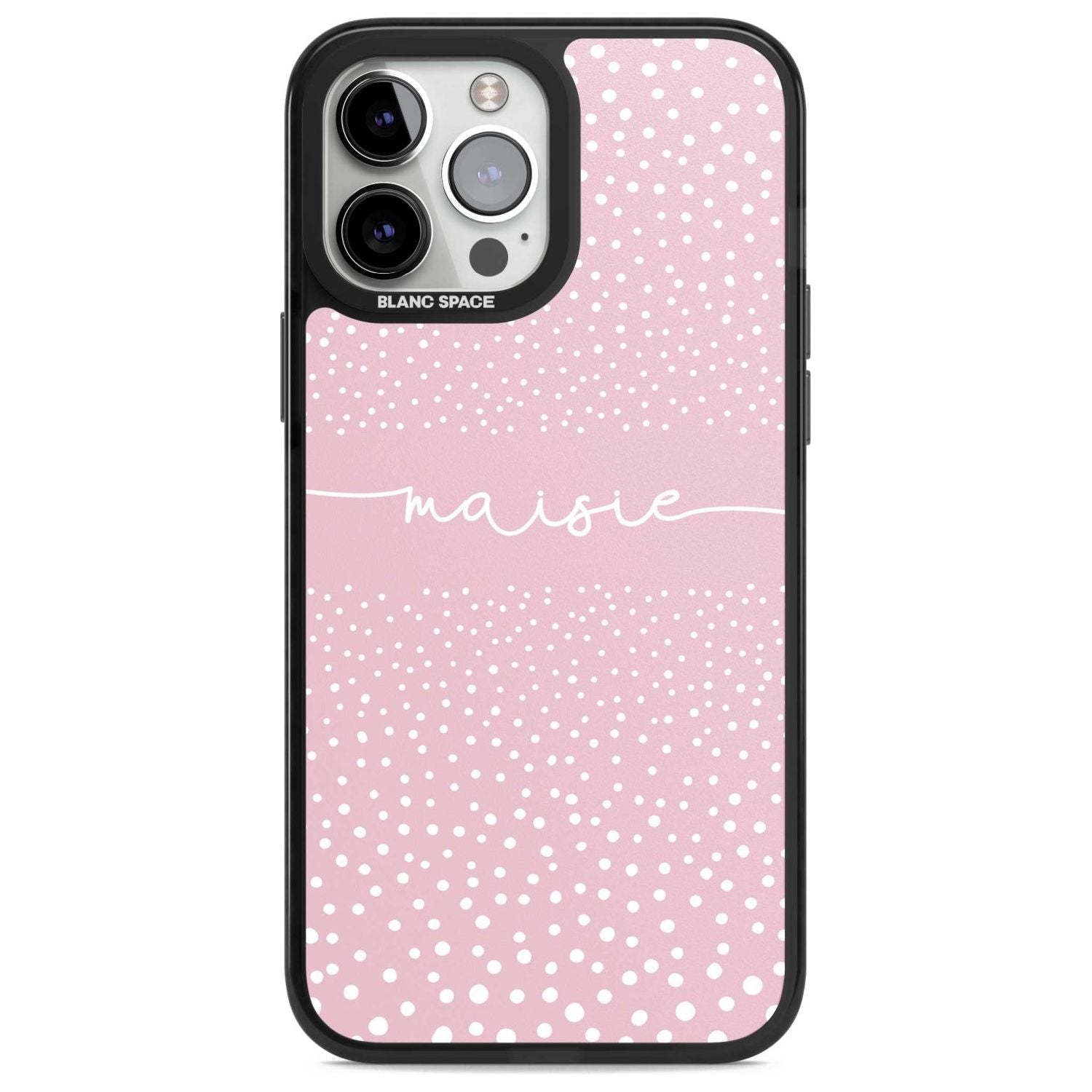Personalised Pink Dots Custom Phone Case iPhone 13 Pro Max / Magsafe Black Impact Case Blanc Space