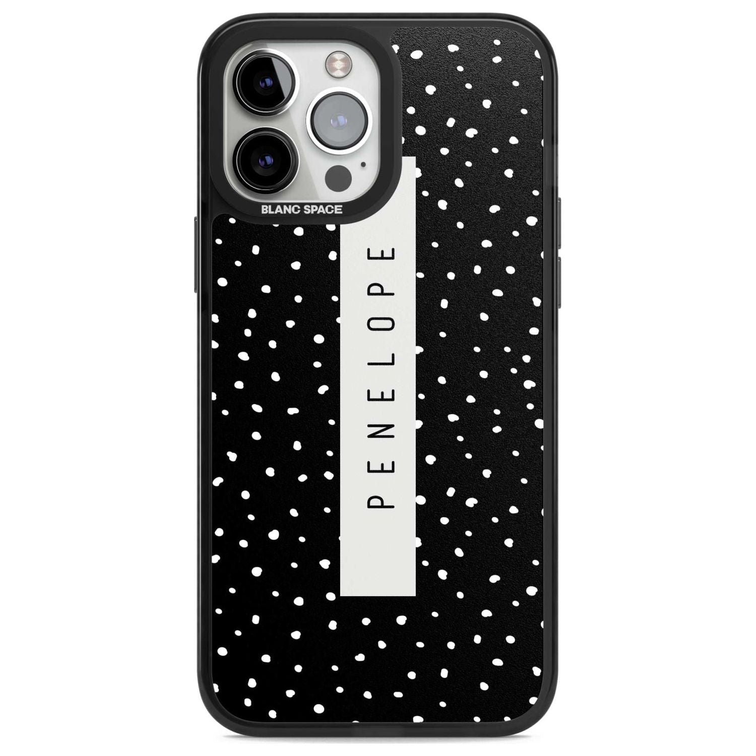 Personalised Black Dots Custom Phone Case iPhone 13 Pro Max / Magsafe Black Impact Case Blanc Space