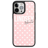 Personalised Pink Polka Custom Phone Case iPhone 13 Pro Max / Magsafe Black Impact Case Blanc Space