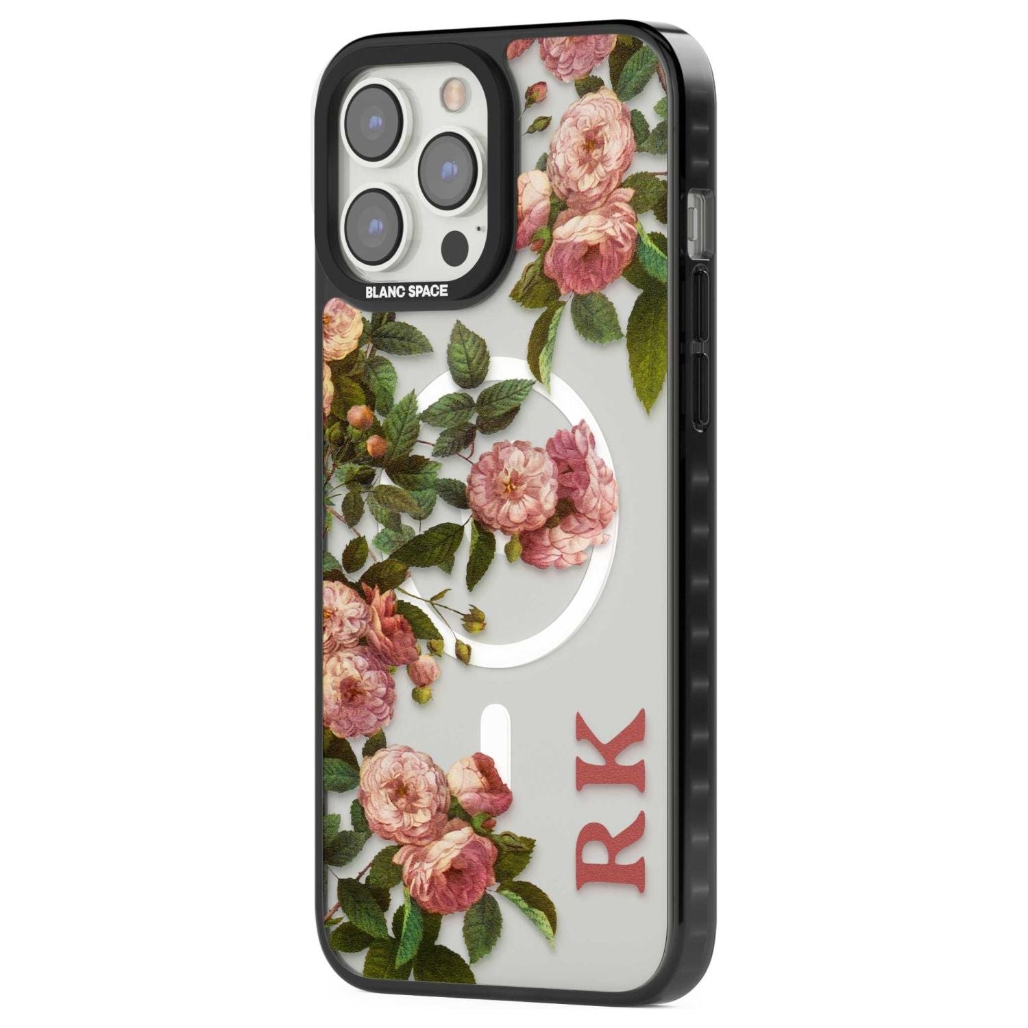 Personalised Clear Vintage Floral Pink Garden Roses