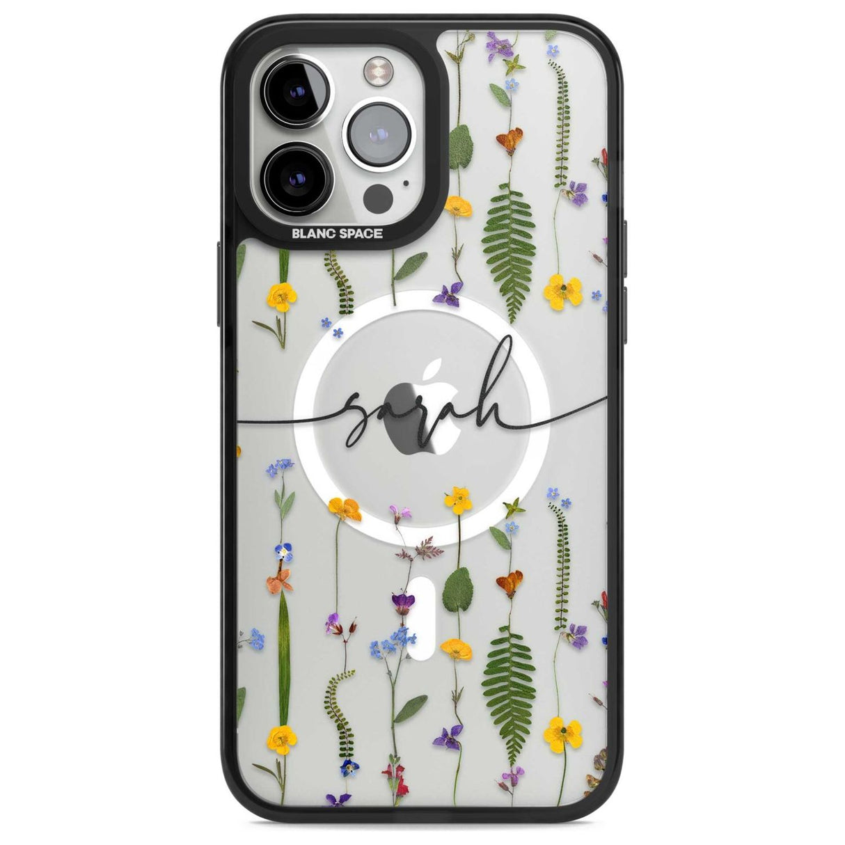 Personalised Wildflower Floral Custom Phone Case iPhone 13 Pro Max / Magsafe Black Impact Case Blanc Space