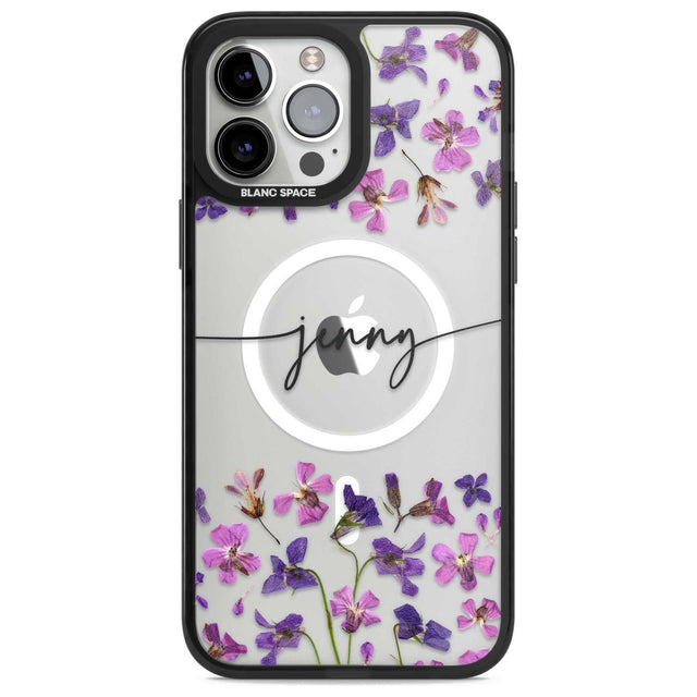 Personalised Purple Violets Custom Phone Case iPhone 13 Pro Max / Magsafe Black Impact Case Blanc Space