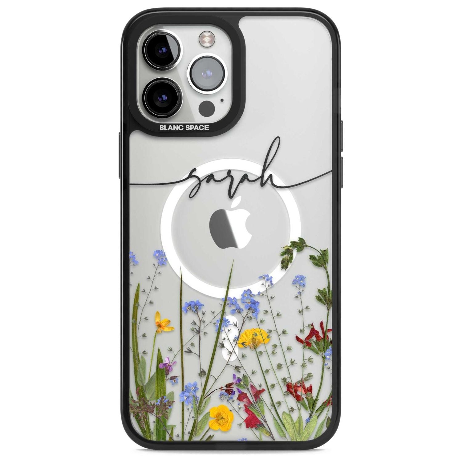 Personalised Wildflower Floral Custom Phone Case iPhone 13 Pro Max / Magsafe Black Impact Case Blanc Space