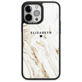 Personalised White & Gold Swirl Marble Custom Phone Case iPhone 13 Pro Max / Magsafe Black Impact Case Blanc Space