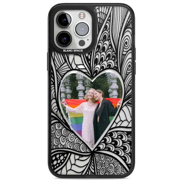 Personalised Henna Heart Photo Case Custom Phone Case iPhone 13 Pro Max / Magsafe Black Impact Case Blanc Space