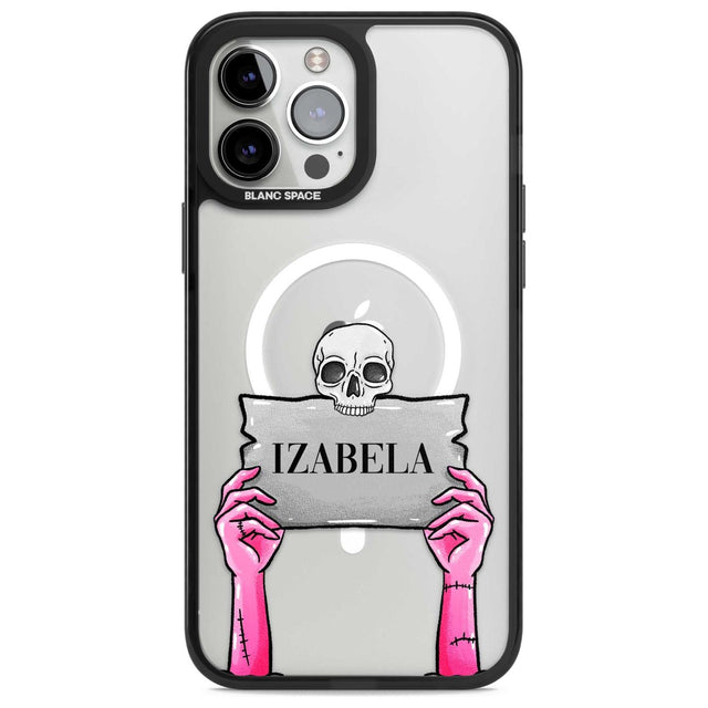 Personalised Grave Plaque Custom Phone Case iPhone 13 Pro Max / Magsafe Black Impact Case Blanc Space