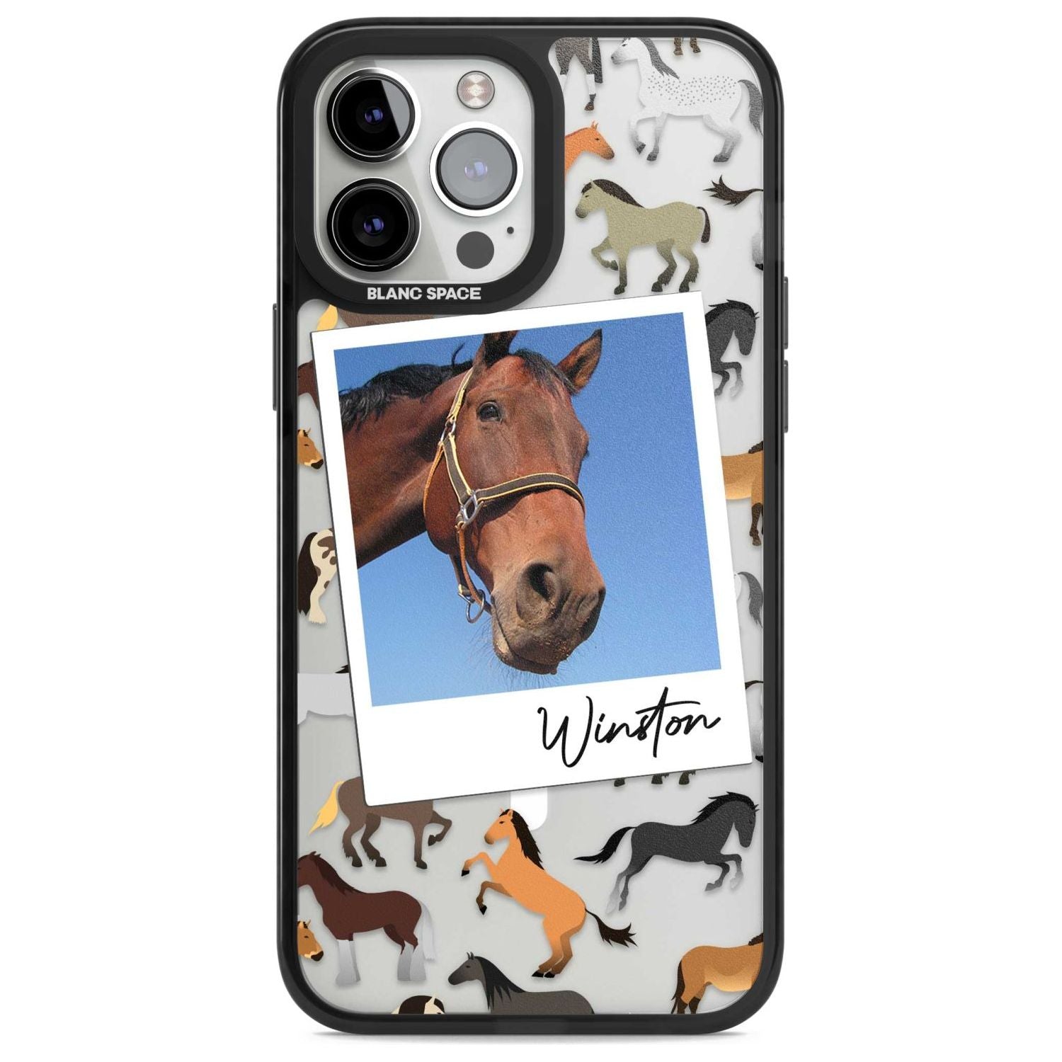 Personalised Horse Polaroid Custom Phone Case iPhone 13 Pro Max / Magsafe Black Impact Case Blanc Space