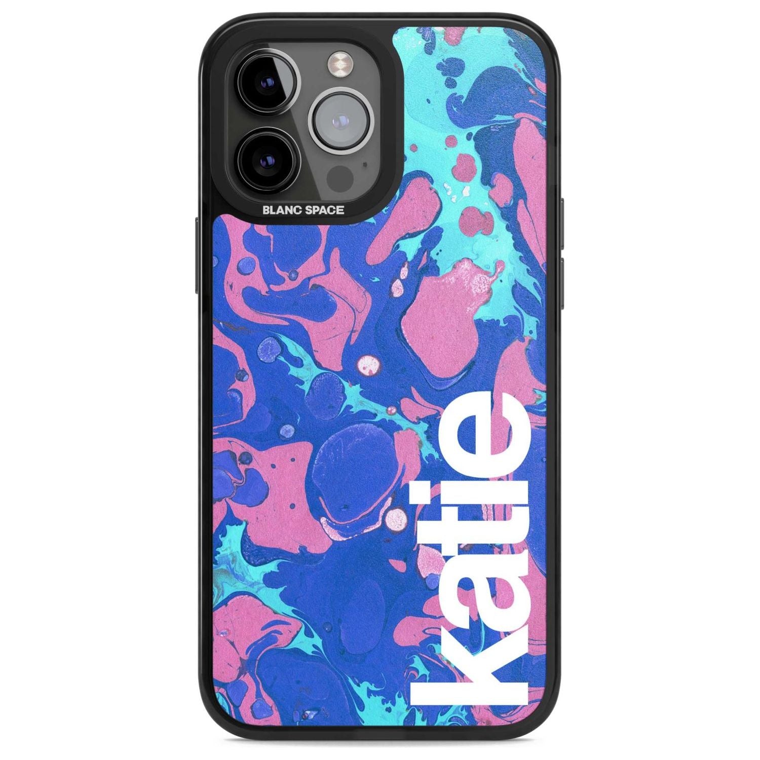 Personalised Navy, Turquoise + Purple - Marbled Custom Phone Case iPhone 13 Pro Max / Magsafe Black Impact Case Blanc Space